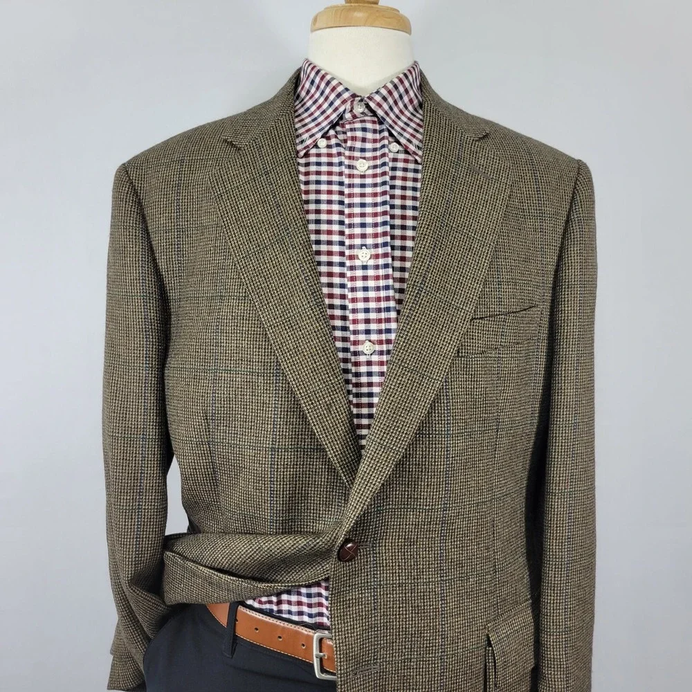 Harold Powell Men's Sport Coat Blazer Two Button Flannel Wool Alpaca‎ ITALY 44R